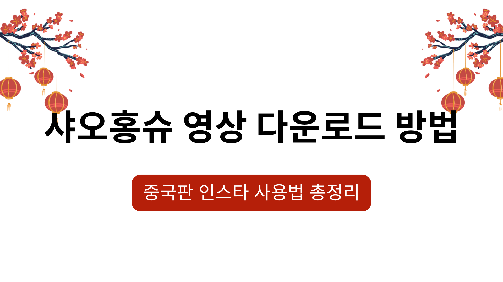 샤오홍슈 영상 다운로드 방법 - 중국판 인스타 사용법 총정리